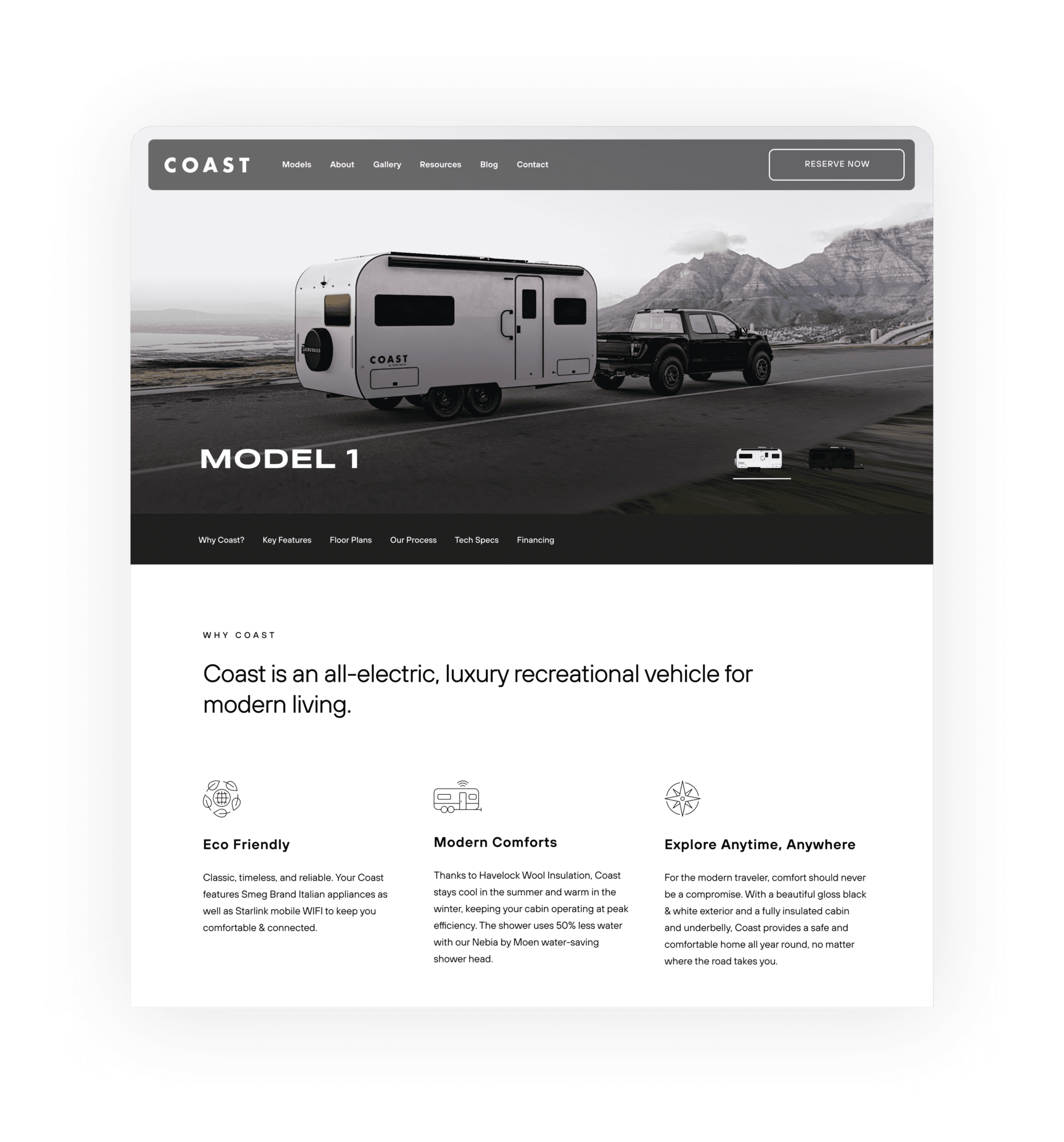 Coast RV Landing Page Design