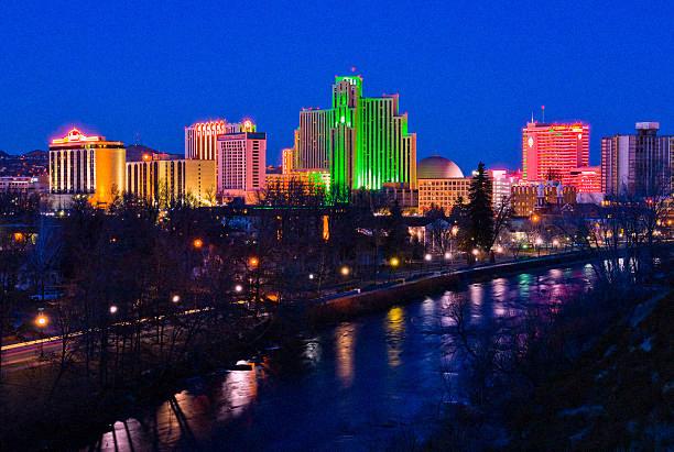 Picture of downtown Reno, NV at night. Williams Media Website Design is located in Reno